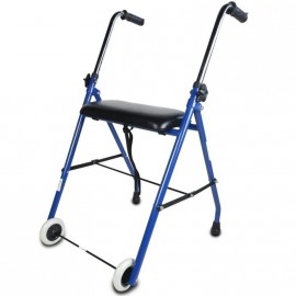 Andador plegable para ancianos con dos ruedas y asiento
