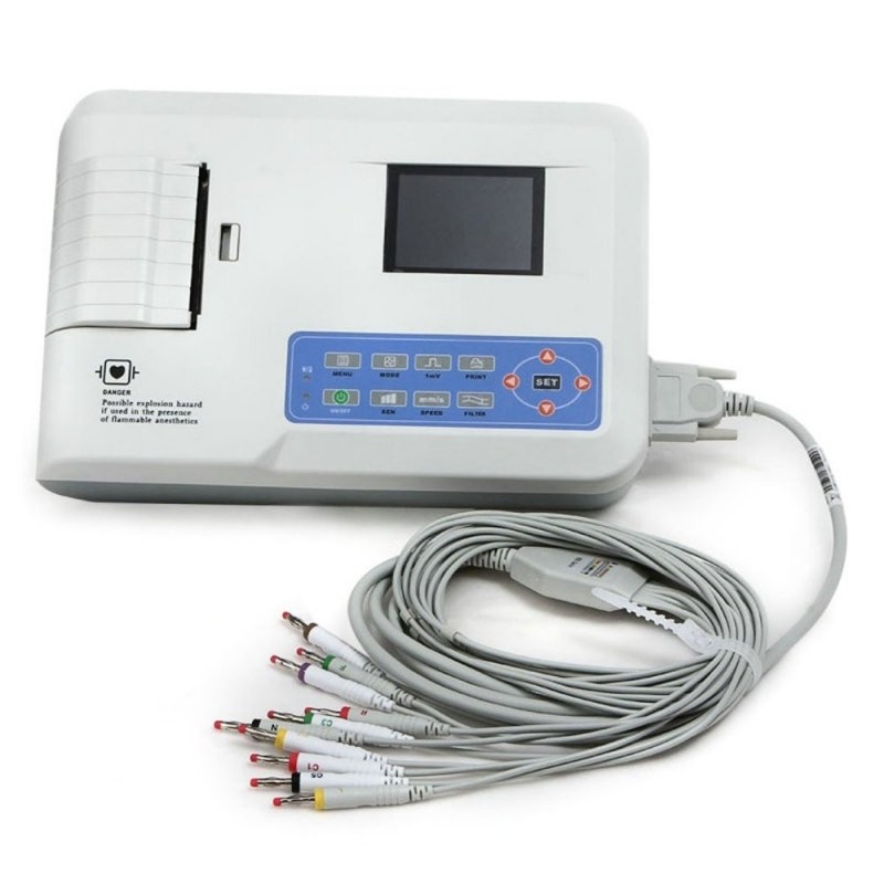 QUIRUMED Electrocardiógrafo portátil ECG de 3 canales : :  Industria, empresas y ciencia